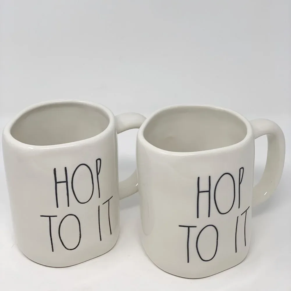 Rae Dunn Hop To It 2 Pack Mugs Easter NEW